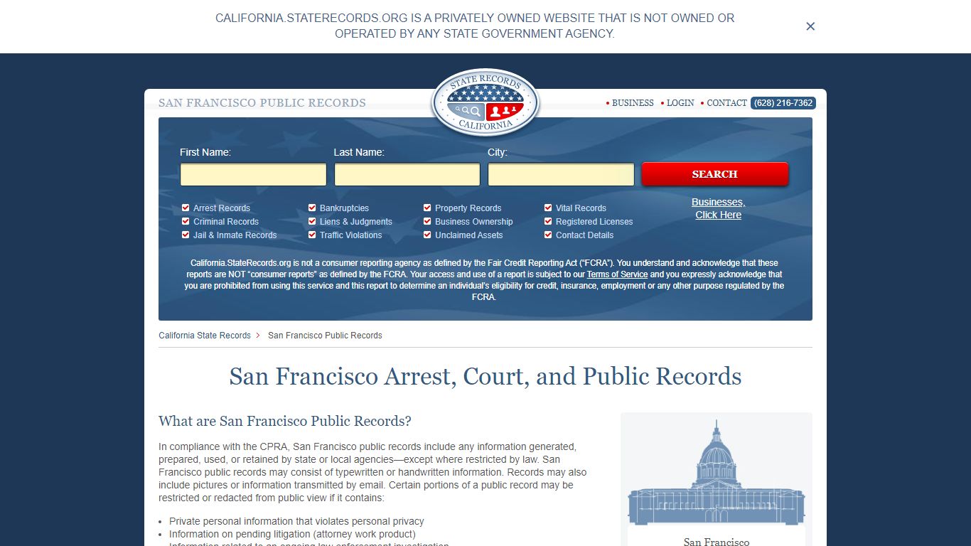 San Francisco Arrest, Court, and Public Records