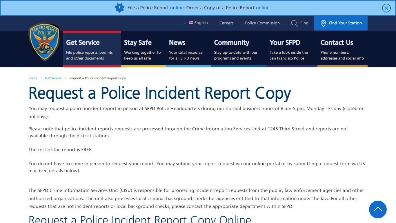 Request a Police Incident Report Copy - San Francisco Police Department